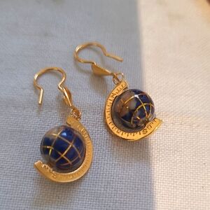 Gold Over Sterling Globe Earrings 40 Years New Old Stock Never Worn